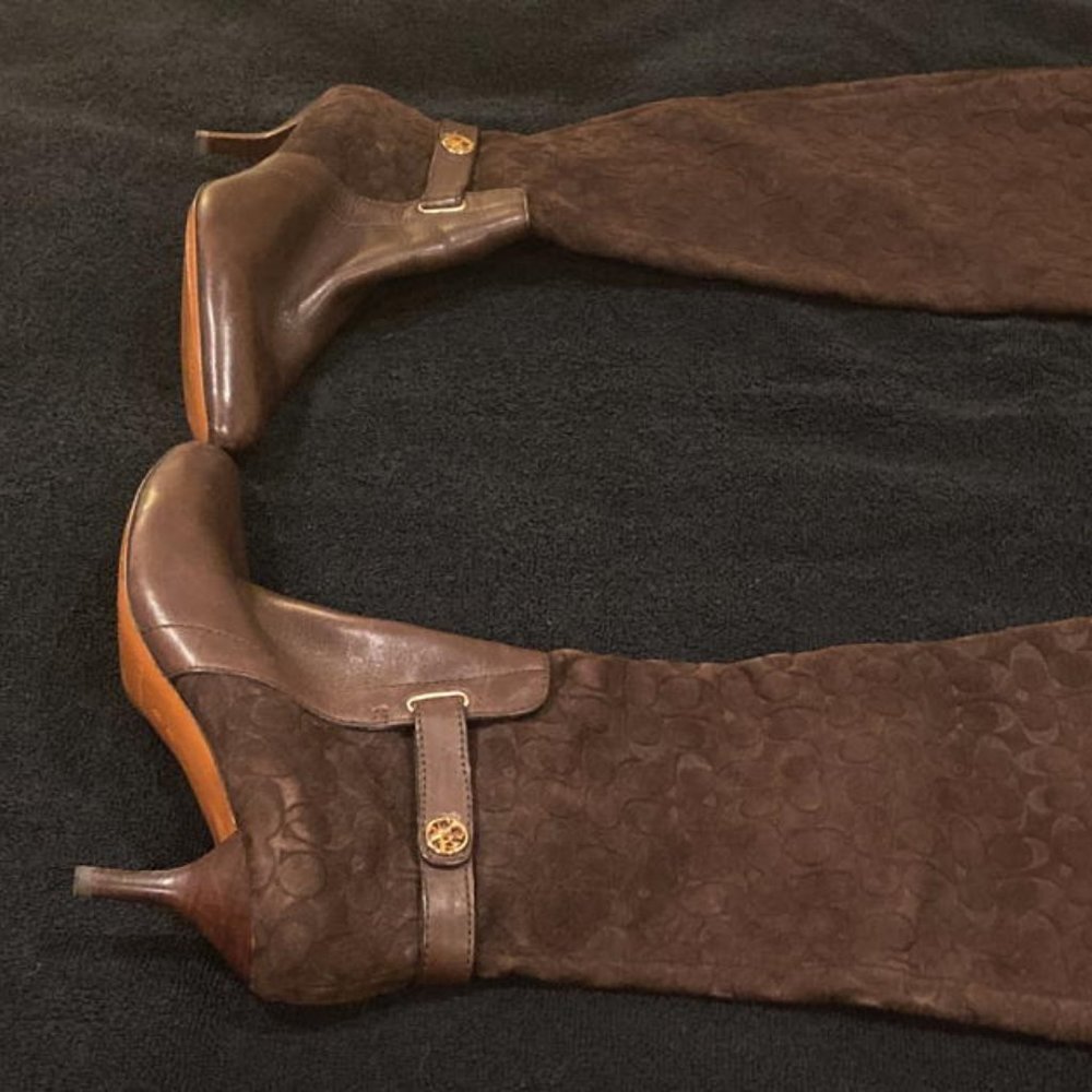 COACH Brown Suede High Heel Boot/Sz 8 B - Picture 2 of 5